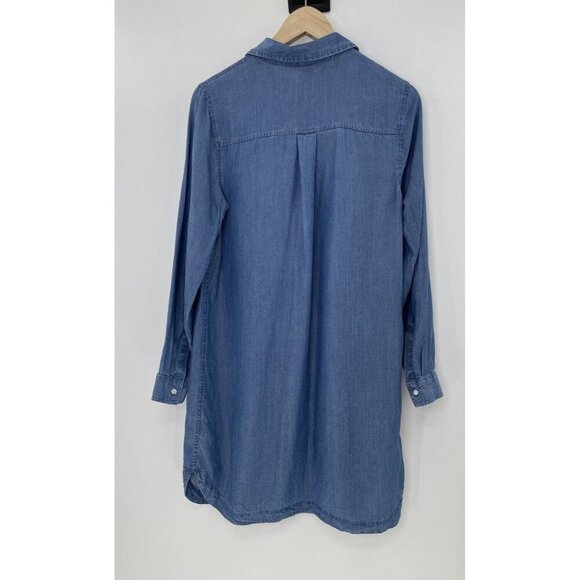 Old Navy 100% Chambray Shirt Button Front Blue Long Sleeve Dress S, Flaw - Picture 2 of 13